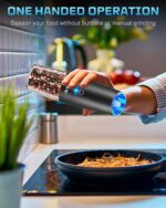 XinXu RECHARGEABLE Pepper and Salt Grinder Set,Automatic Pepper Mill,USB Rechargeable,Adjustable Coarseness,One-handed Operation,Ceramic Burr,Refillable,Auto Grinders Shakers LED Light,Black - Image 8