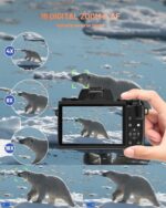 8K 64MP Digital Camera for Photography, Vlogging Camera with Autofocus, WiFi, 4Inch Touchscreen, 16X Digital Zoom, 3000mAh Battery, Dual-Lens, Lens Hood, 32GB TF Card and Flash,Black - Image 5