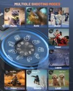 8K 64MP Digital Camera for Photography, Vlogging Camera with Autofocus, WiFi, 4Inch Touchscreen, 16X Digital Zoom, 3000mAh Battery, Dual-Lens, Lens Hood, 32GB TF Card and Flash,Black - Image 6