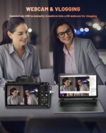 8K 64MP Digital Camera for Photography, Vlogging Camera with Autofocus, WiFi, 4Inch Touchscreen, 16X Digital Zoom, 3000mAh Battery, Dual-Lens, Lens Hood, 32GB TF Card and Flash,Black - Image 7