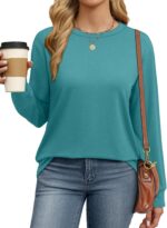 WIHOLL Womens Long Sleeve Shirts Loose Fits Fall Outfits Basic Casual Tunic Tops Crewneck Clothes - Image 3