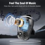 Wearable Bluetooth Speaker, Clip-on Wireless Portable Speakers, IP56 Waterproof Clip Speaker Up to 18 Hours Battery Life, Built-in Mic for Hands-Free Music/Calls, Work/Outdoor Black - Image 4