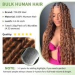 Human Braiding Hair for Boho Braids 120g 12A Deep Water Wave Bulk Human Hair Knotless Boho Braiding Curly 100% Virgin No Weft Extensions Bohemian Braids 3 Bundles/Pack Auburn Ginger 14 Inch - Image 4