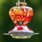 Hummingbird Feeder for Outdoors with Ant Moat, Hummingbird Feeder, Hand Blown Glass, 4 Bee Guard Feeding Ports with Perch, Outdoor Garden Décor, 16OZ, Red, Gifts for Mom Wife Dad Men Women - Image 4