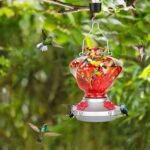 Hummingbird Feeder for Outdoors with Ant Moat, Hummingbird Feeder, Hand Blown Glass, 4 Bee Guard Feeding Ports with Perch, Outdoor Garden Décor, 16OZ, Red, Gifts for Mom Wife Dad Men Women - Image 7