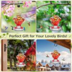 Hummingbird Feeder for Outdoors with Ant Moat, Hummingbird Feeder, Hand Blown Glass, 4 Bee Guard Feeding Ports with Perch, Outdoor Garden Décor, 16OZ, Red, Gifts for Mom Wife Dad Men Women - Image 8