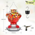 Hummingbird Feeder for Outdoors with Ant Moat, Hummingbird Feeder, Hand Blown Glass, 4 Bee Guard Feeding Ports with Perch, Outdoor Garden Décor, 16OZ, Red, Gifts for Mom Wife Dad Men Women - Image 9