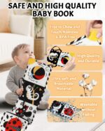 Tummy Time Toys, High Contrast Baby Book with Mirror & Teether, Black and White Infant Books, 0-6-12 Months Soft Book for Newborn, Sensory Books, Tummy Time Car Seat Toys 0-6 Month Boy Girl Gift - Image 8