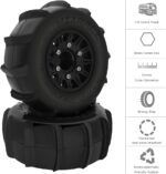 GLOBACT 12mm/14mm Hex RC Wheels and Tires for 1/10 Scale Arrma Senton Tires Slash Tires Axial Redcat Rc4wd Hex Detachable Replacement Snow Tires Desert Tires(Black 4 Pcs) - Image 4