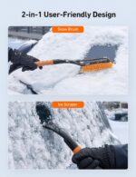 AstroAI 27" Snow Brush and Ice Scrapers for Car Windshield, Detachable Snow Scrapers with Ergonomic Foam Grip for Cars, Trucks, SUVs (Heavy Duty ABS, PVC Brush, Orange) - Image 3