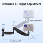 suptek Gas Spring Projector Wall Mount - Height Adjustable Swivel and Tilt, Holds 11lbs, 1/4" Thread Compatible for Portable Projectors, WM18YTL - Image 3