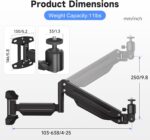 suptek Gas Spring Projector Wall Mount - Height Adjustable Swivel and Tilt, Holds 11lbs, 1/4" Thread Compatible for Portable Projectors, WM18YTL - Image 5