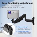 suptek Gas Spring Projector Wall Mount - Height Adjustable Swivel and Tilt, Holds 11lbs, 1/4" Thread Compatible for Portable Projectors, WM18YTL - Image 6