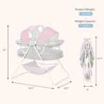 Dream On Me Karley Baby Bassinet in Grey and Pink, Lightweight Portable, Quick Fold and Easy to Carry , Adjustable Double Canopy, Indoor and Outdoor with Large Storage Basket. - Image 4
