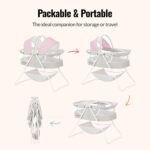 Dream On Me Karley Baby Bassinet in Grey and Pink, Lightweight Portable, Quick Fold and Easy to Carry , Adjustable Double Canopy, Indoor and Outdoor with Large Storage Basket. - Image 5