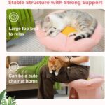 PETEPELA Cat Beds for Indoor Cats, Small Cute Cat Tree House with Removable Flower Cat Bed, Cat Hideaway, Indoor Cat House Condo, Cat Accessories, 20X20X16 Inches, Pink - Image 4