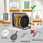 Kitchen Pan Organizer and Pot Rack, 5-Slot Steel Holder for Thin Pans, Baking Trays, and Cutting Boards - Space-Saving Storage - Image 7