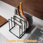 Kitchen Pan Organizer and Pot Rack, 5-Slot Steel Holder for Thin Pans, Baking Trays, and Cutting Boards - Space-Saving Storage - Image 10