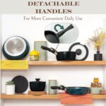 Moss & Stone 10pcs Black Pots and Pans Set Non Stick, Cookware Sets Detachable Handle, RV Kitchen Set Removable Handle, Oven Safe, Induction Ready, Stackable Non-stick Set, Camping Cookware Set - Image 6