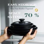 Moss & Stone 10pcs Black Pots and Pans Set Non Stick, Cookware Sets Detachable Handle, RV Kitchen Set Removable Handle, Oven Safe, Induction Ready, Stackable Non-stick Set, Camping Cookware Set - Image 8