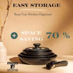 Moss & Stone 10pcs Black Pots and Pans Set Non Stick, Cookware Sets Detachable Handle, RV Kitchen Set Removable Handle, Oven Safe, Induction Ready, Stackable Non-stick Set, Camping Cookware Set - Image 10