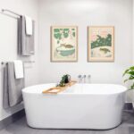 Set of 2 Japanese Bathroom Wall Art Framed Canvas with Cats & Frogs, Wooden Frame, Abstract Nature Poster Prints for Bathroom Decor, Minimalist Zen Painting Art for Home & Spa (12" W*16" H*2piece) - Image 6