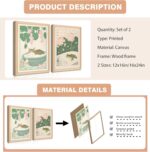 Set of 2 Japanese Bathroom Wall Art Framed Canvas with Cats & Frogs, Wooden Frame, Abstract Nature Poster Prints for Bathroom Decor, Minimalist Zen Painting Art for Home & Spa (12" W*16" H*2piece) - Image 7