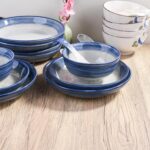 4-Piece Blue Ceramic Dinnerware Set, Plate, Dish, Bowl, Spoon, Japanese Hand-painted Tableware set, A Good Tableware (BS) - Image 3