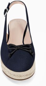 Womens Closed Toe Espadrilles Wedges Shoes Platform Slingback Mid Low Heel Canvas Bow Dress Sandals - Image 6