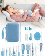 OTTOLIVES Baby Healthcare and Grooming Kit, 15 in 1 Baby Shower Gifts with Nail File, Hair Brush Comb, Toothbrush, Nasal Aspirator, Baby Essentials Kit for Newborn Infant Girls Boys (Blue) - Image 10
