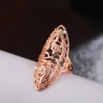 Chunky Gold Rings Silver Thumb Ring Boho Filigree Flower Ring Fashion Full Finger Wide Band Womens Rings for Cocktail Party Jewelry Gifts Statement Rings for Women - Image 5