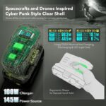 SYMIK 100W Charger & 145W Power Source for Ryobi 18V Batteries, Advanced Two-Way Charger & Portable Power Station w/OLED Screen for Ryobi 18 Volt Lithium-Ion, 2 USB-C & 1 USB-A Port, LED Task Light - Image 4