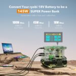 SYMIK 100W Charger & 145W Power Source for Ryobi 18V Batteries, Advanced Two-Way Charger & Portable Power Station w/OLED Screen for Ryobi 18 Volt Lithium-Ion, 2 USB-C & 1 USB-A Port, LED Task Light - Image 6