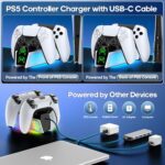 PS5 Controller Charger Station Compatible with DualSense & Edge Controllers, PS5 Charging Station Docking with RGB Light & LED Indicator for PlayStation 5 Accessories Kits - Image 5