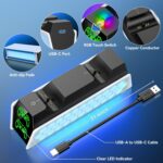 PS5 Controller Charger Station Compatible with DualSense & Edge Controllers, PS5 Charging Station Docking with RGB Light & LED Indicator for PlayStation 5 Accessories Kits - Image 7