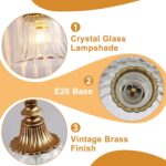 Bathroom Vanity Gold Light Fixture, 3 Lights Bathroom Lighting Matte Antique Brass Finish with Crystal Glass Shade, Gold Vintage Vanity Light for Bathrooms - Image 4