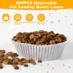600 Pcs White Disposable Pet Feeding Bowls Liners – Bulk Cat & Dog Food Bowl Liners, Small Paper Dish for Wet/Dry Food – Sanitary & Leak-Proof (4” x 1.2”) - Image 4