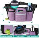 PetAmi Premium Hands Free Dog Leash for 2 Dogs, Adjustable Waist Belt Leash for Dog Walking, Fanny Pack Accessories Bag Dual Bungee Leash for Running, Hiking, Jogging, Biking, Purple - Image 4