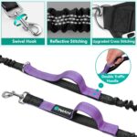 PetAmi Premium Hands Free Dog Leash for 2 Dogs, Adjustable Waist Belt Leash for Dog Walking, Fanny Pack Accessories Bag Dual Bungee Leash for Running, Hiking, Jogging, Biking, Purple - Image 5