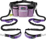 PetAmi Premium Hands Free Dog Leash for 2 Dogs, Adjustable Waist Belt Leash for Dog Walking, Fanny Pack Accessories Bag Dual Bungee Leash for Running, Hiking, Jogging, Biking, Purple - Image 9