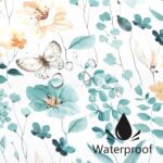Long Shower Curtain 72 x 78 Inch, Tall Teal Floral Shower Curtains for Bathroom, Turquoise Watercolor Flower Butterfly Fabric Shower Curtain Set with Hooks - Image 5