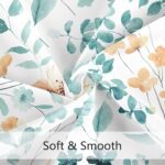 Long Shower Curtain 72 x 78 Inch, Tall Teal Floral Shower Curtains for Bathroom, Turquoise Watercolor Flower Butterfly Fabric Shower Curtain Set with Hooks - Image 6