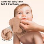 Muslin Baby Washcloths 6 Pack, 100% Cotton Wash Cloths for Babies, Large 12''X12'' Burp Cloths Absorbent and Soft for Newborn Infants Kids Boys Girls - Gradient Brown - Image 5