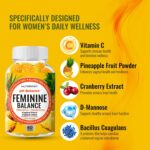Feminine Balance Probiotics Gummies for Women - Vaginal Health & Women's pH Balance Natural Gummy Supplement with Cranberry Pineapple Powder - Sugar Free Gluten Free Vegan - Image 4