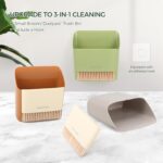 Small Broom and Dustpan Set, Portable Hand Whisk Broom Brush, Mini Hanging Trash Can, Soft Bristle Household Brooms with Dust Pan Combo Set for Cleaning Home, Desktops - 2 Pack (Gray+Green) - Image 3