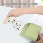Small Broom and Dustpan Set, Portable Hand Whisk Broom Brush, Mini Hanging Trash Can, Soft Bristle Household Brooms with Dust Pan Combo Set for Cleaning Home, Desktops - 2 Pack (Gray+Green) - Image 4