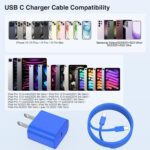 iPhone 16 15 Fast Charger 10ft, USB C Charging Block and Long Type C to C Cable Cord, Wall Plug Power Adapter Cube Brick for Apple 16 Pro Max/16 Pro/15 Plus/15 Pro Max/iPad 12.9/11 inch/Air/Mini-Blue - Image 7