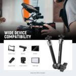 NEEWER 9.8"/25cm Adjustable Friction Magic Arm with 1/4" Screw on Both Ends, Compatible with SmallRig Cage, Flash/LED Light/Microphone/Monitor/SuperClip, Max Load 4.4lb/2kg, ST08 - Image 3
