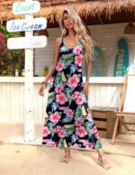 Zeagoo Womens Summer Maxi Dress Spaghetti Strap Casual Printed Dress Boho Floral Beach Sundress, - Image 5