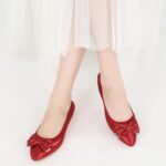 FUDYNMALC Womens Ballet Flats Shoes: Foldable Dressy Wedding Ballerina Shoes Sparkly Bowknot Pointed Toe Slip on Walking Loafers - Image 3